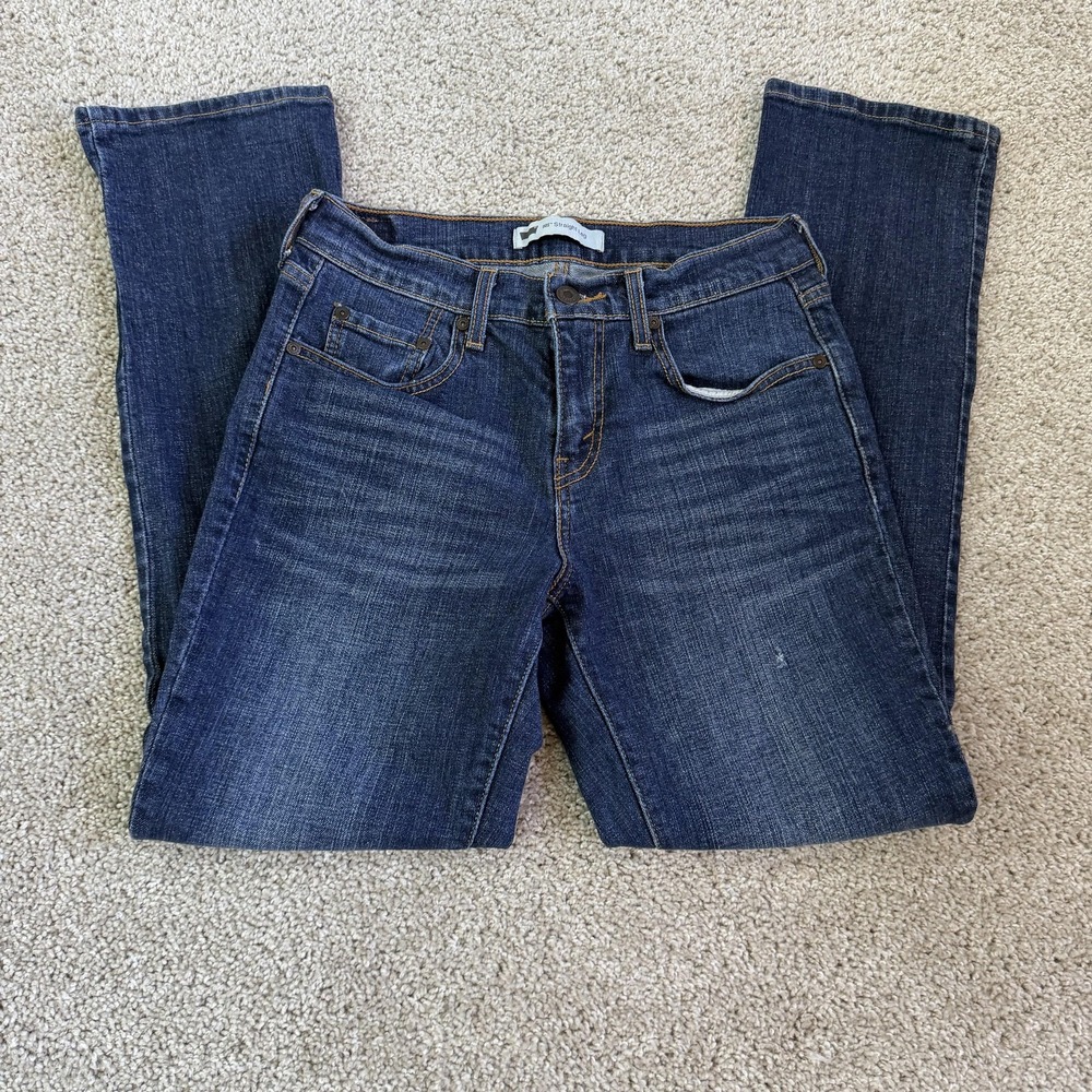 Levi's 505 Straight Jeans Womens 4S Med Wash Blue Mid Rise Stretch Denim Pants